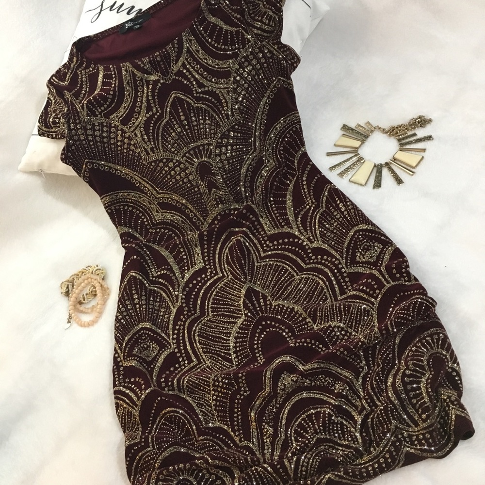 Macy’s Junior Social Red & Gold Dress
